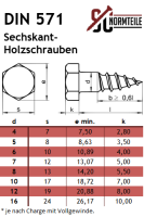 Hexagon Wood Screw - 6x80 - DIN 571 - Stainless Steel A2
