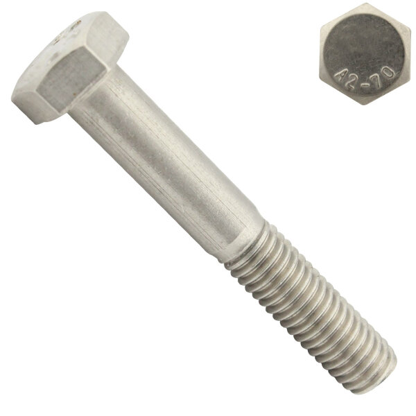 Hexagon head bolt with shaft - M12x70 - DIN 931 / ISO 4014 - Stainless Steel A2