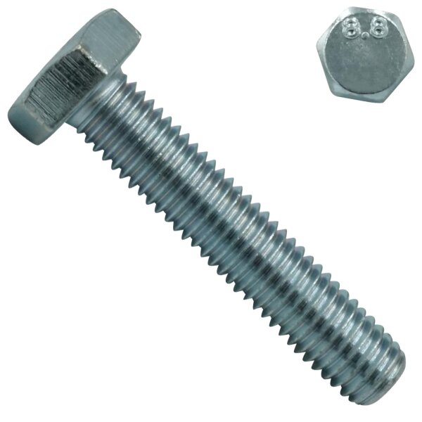 Hexagon head bolt with full thread - M6x16 - DIN 933 / ISO 4017 8.8 - Steel, galvanized