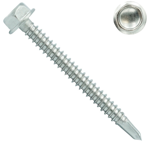 Self-drilling screw with hexagonal head and flange - 4,8x35 mm - WAF,AF 8 - DIN 7504 K - Stainless Steel A2