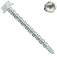 Self-drilling screw with hexagonal head and flange -...