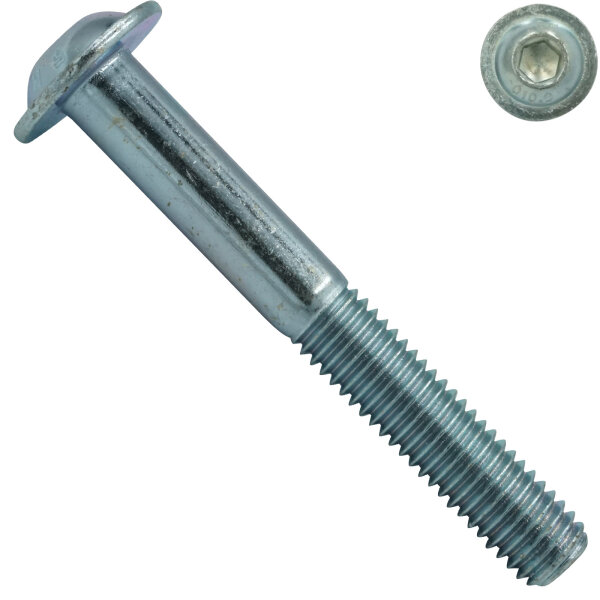 Linsenkopfschraube m. Flansch und ISK - M5x16 - ISO 7380-2 10.9 - Stahl galv. verzinkt, getempert