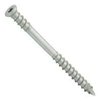 Countersunk decking screw with cutting notch and...