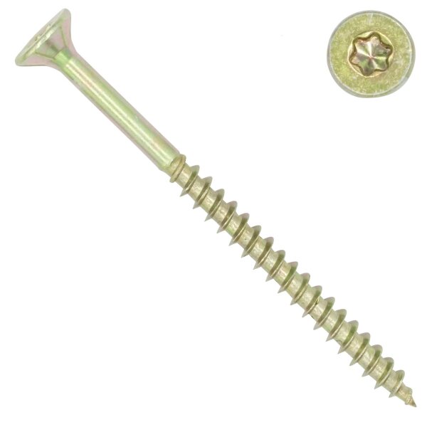 Chipboard screw with flat countersunk head - 6x70 / 46 - TX30 - partial thread - SC 200 - yellow galvanized steel