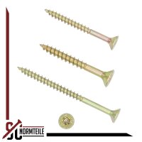 Chipboard screw with flat countersunk head - 6x70 / 46 - TX30 - partial thread - SC 200 - yellow galvanized steel