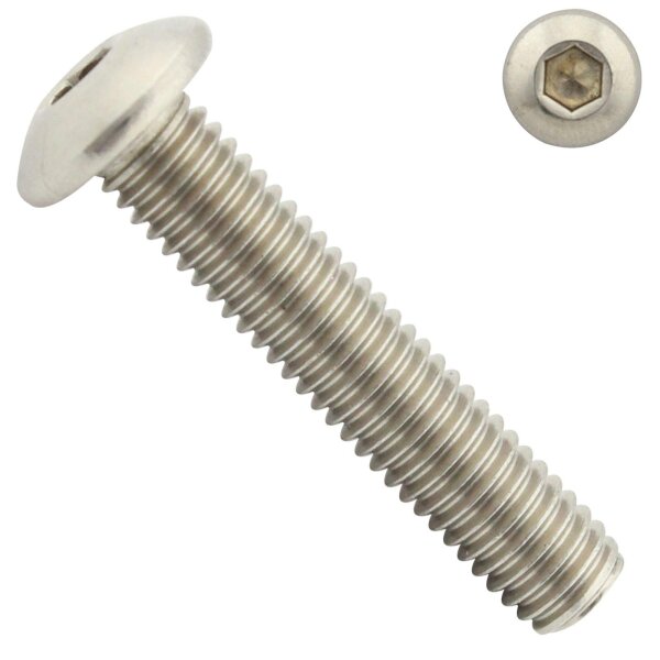 Linsenkopfschraube mit ISK - M3x20 - ISO 7380-1 - Edelstahl A2